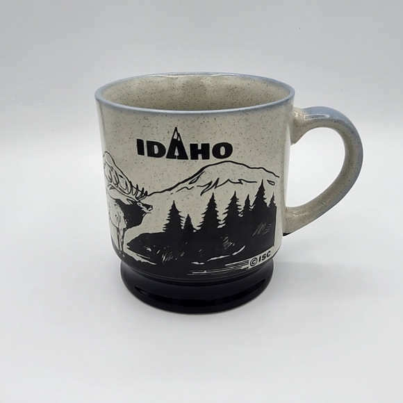 Vintage Idaho Scenic Skiing Elk  in Mountains Sun Etched Souvenir Coffee Mug ISC - Picture 2 of 7